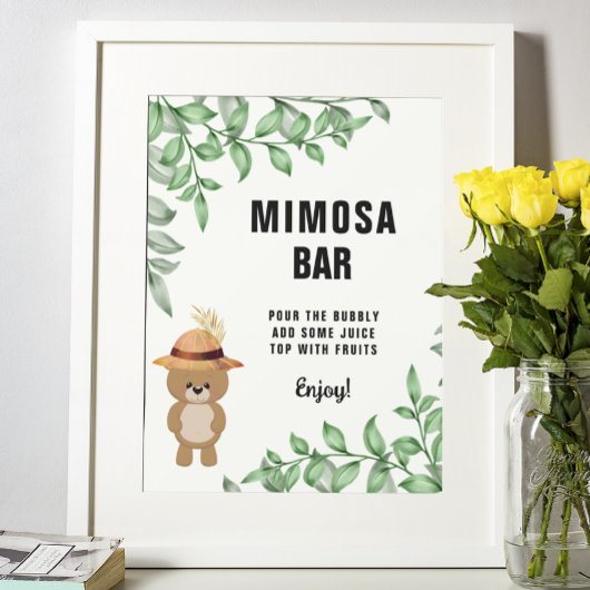 Bear In the Wood Mimosa Bar Baby Shower Welcome ポスター