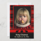 Bear in the Woods Red Plaid写真クリスマス 案内状 (正面)