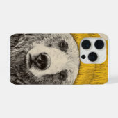 Bear in Yellow Beanie Rustic Woodland Animal iPhoneケース (裏面横)