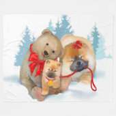 BEAR-ING GIFTS Chow & Bear フリースブランケット - 3サイズ (正面(横))