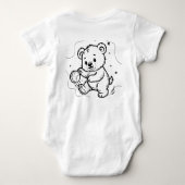 Bear is playing football  ベビーボディスーツ (裏面)