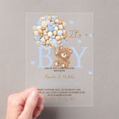 Bear It's a Boy ベビーシャワー  アクリル招待状 (インサイチュ (ポータブル))