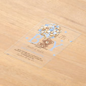 Bear It's a Boy Baby Shower アクリル招待状 (レイダウン)