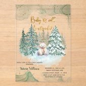 Bear It's Cold Outside かわいいベビーシャワー アクリル招待状 (正面)