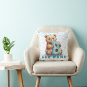 Bear & Letter B – Blue Clouds Baby Pillow クッション (椅子)