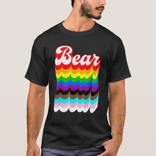 Bear LGBTQ pride rainbow Tシャツ (正面)