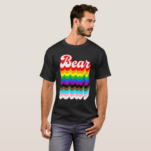 Bear LGBTQ pride rainbow Tシャツ (正面フル)