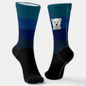 Bear looking over wall, Dark Ocean at Night ソックス (傾斜あり)