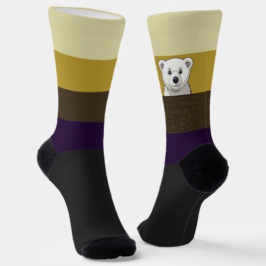Bear looking over wall, Golden Brown ソックス (傾斜あり)