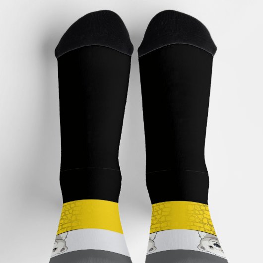 Bear looking over wall, Yellow, Black and Gray ソックス (上部)