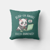 Bear-ly Awake Fully Annoyed - Panda Office Humor クッション (正面)