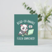 Bear-ly Awake Fully Annoyed - Panda Office Humor ポストカード (スタンド正面)