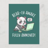 Bear-ly Awake Fully Annoyed - Panda Office Humor ポストカード (正面)