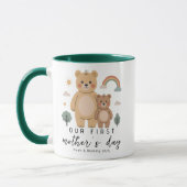 Bear Mom Baby First Mothers Day Design マグカップ (左)
