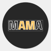 bear-mom Minimal Mama Typography Design ラウンドシール (正面)