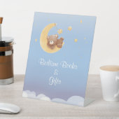 Bear Moon Bedtime Books Soft Blue Baby Shower 台座サイン (インサイチュ)