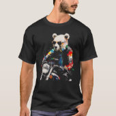 Bear Motorcycle - Animal Polar Bear Colourful Sung Tシャツ (正面)