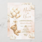 Bear Niña o Niño Gender Reveal Pink and Blue 招待状 (正面/裏面)