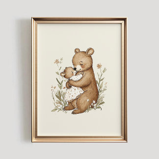 Bear Nursery Print, Vintage Style Nursery PRINTABL ポスター