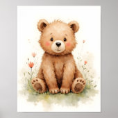 Bear Nursery Wall Art – Woodland Baby Room  ポスター (正面)