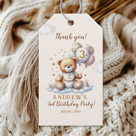 Bear on a Cloud – 3rd Birthday Party Supplies ギフトタグ