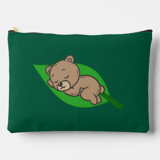 Bear on a Leaf Large アクセサリーポーチ (正面)