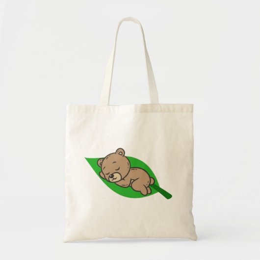 Bear on a Leaf Tote Bag トートバッグ (正面)