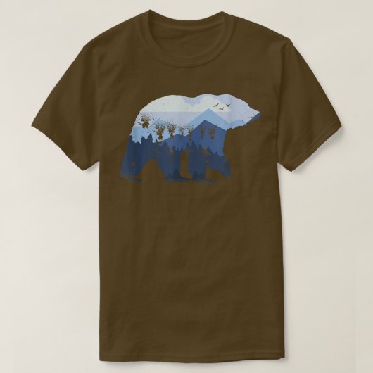 Bear Outline Mountain Range Lover Forest Fan Anima Tシャツ (デザイン正面)