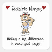 Bear PediatricナースTシャツとギフト スクエアシール (正面)