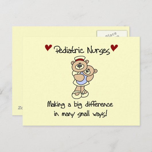 Bear PediatricナースTシャツとギフト ポストカード (正面/裏面)