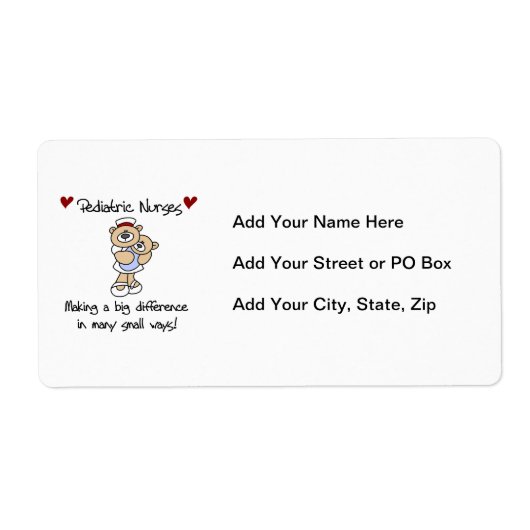 Bear PediatricナースTシャツとギフト ラベル (正面)