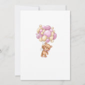 Bear Pink Balloons Baby Shower Menu 招待状 (裏面)