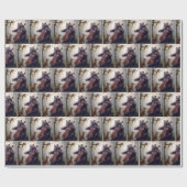 Bear Playing the Cello In a Misty Forest ラッピングペーパー (フラット)