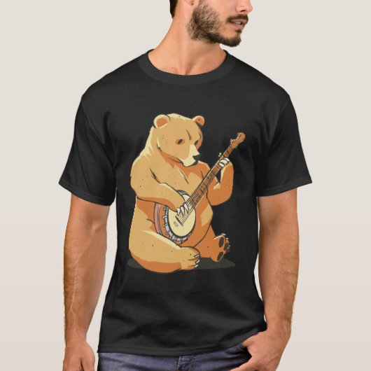Bear plays guitar with instrument for bear friends tシャツ (正面)