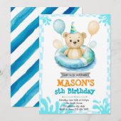 Bear pool party invitation 招待状 (正面/裏面)