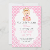 Bear Princess First Birthday Invitation 招待状 (正面)
