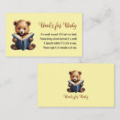 Bear Reading Books for Baby Shower Enclosure Card エンクロージャーカード (正面/裏面)