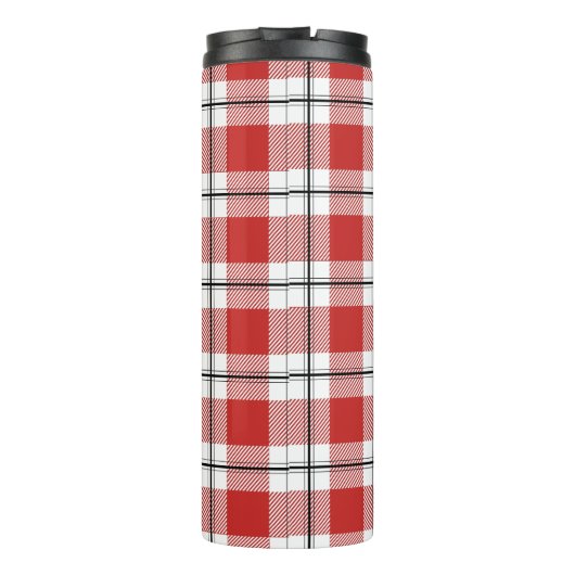 Bear Red黒いママ及び白の格子縞のフランネルパターン タンブラー (裏面)