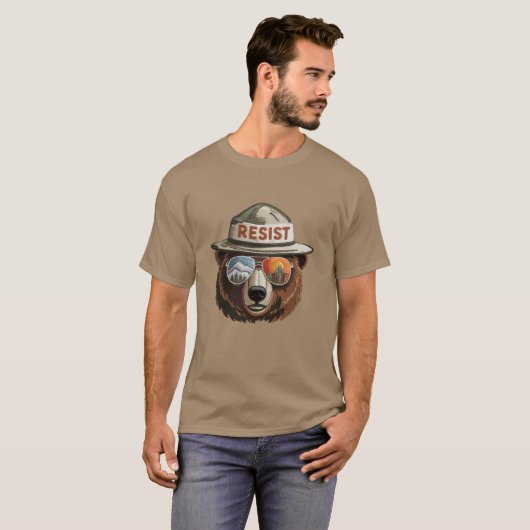 Bear Resist Protect Our National Parks Save the en Tシャツ (正面フル)
