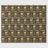 Bear Riding a Carousel Horse in a Forest ラッピングペーパー (フラット)