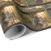 Bear Riding a Carousel Horse in a Forest ラッピングペーパー (ロールコーナー)