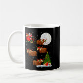 Bear Santa Sleigh Flying Funny Magical Christmas T コーヒーマグカップ (左)