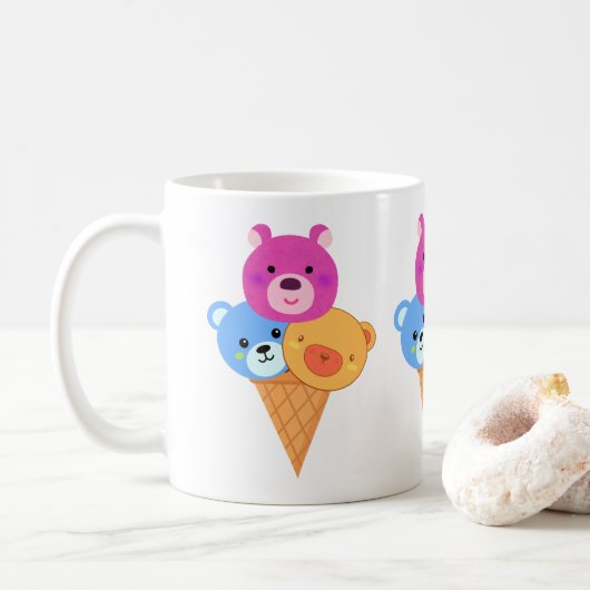Bear Scoop Ice Cream Cone コーヒーマグカップ (ドーナツ)