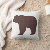 Bear Shape Plaid Brown Cabin Core クッション (ブランケット)