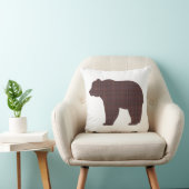 Bear Shape Plaid Brown Cabin Core クッション (椅子)