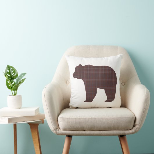 Bear Shape Plaid Brown Cabin Core クッション (椅子)