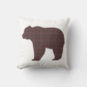 Bear Shape Plaid Brown Cabin Core クッション (正面)