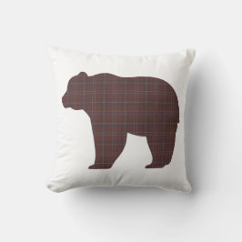 Bear Shape Plaid Brown Cabin Core クッション