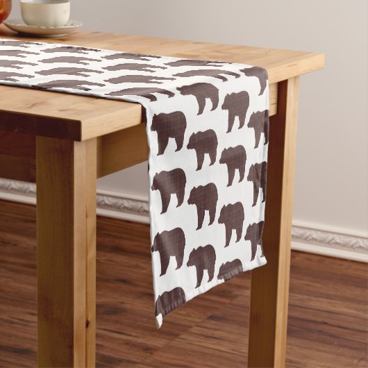 Bear Shape Plaid Brown Cabin Core Table Runner ショートテーブルランナー (インサイチュ)