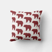Bear Shaped Plaid Red Black Buffalo クッション (裏面)